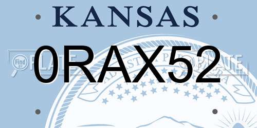 0RAX52 Kansas License Plate