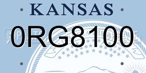 0RG8100 Kansas License Plate