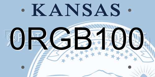 0RGB100 Kansas License Plate