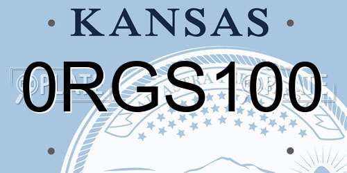 0RGS100 Kansas License Plate