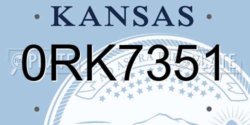 0RK7351 Kansas License Plate