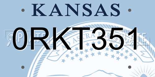 0RKT351 Kansas License Plate