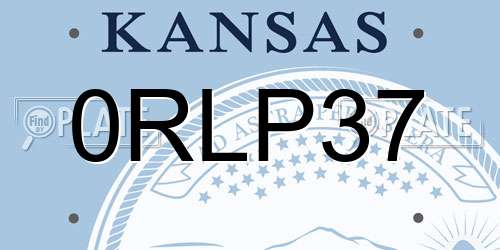 0RLP37 Kansas License Plate