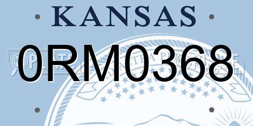 0RM0368 Kansas License Plate