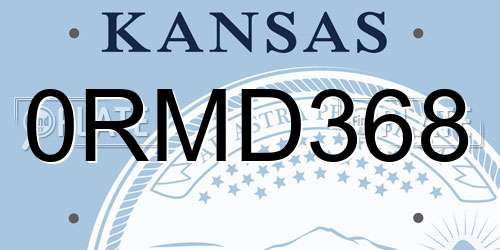 0RMD368 Kansas License Plate