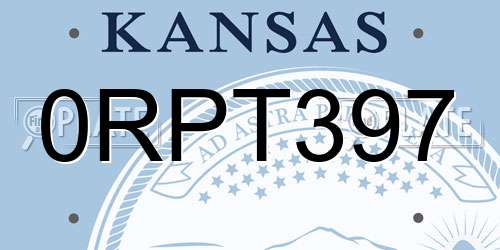 0RPT397 Kansas License Plate