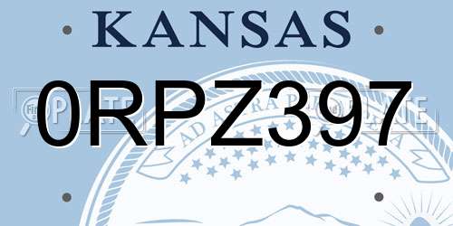 0RPZ397 Kansas License Plate