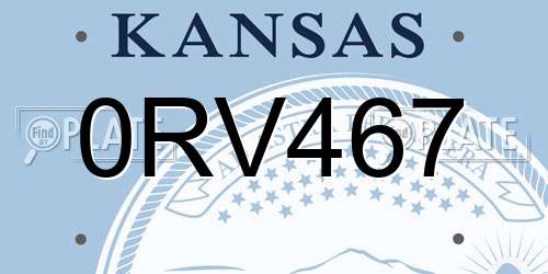 0RV467 Kansas License Plate