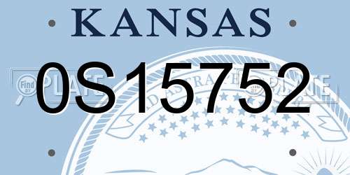 0S15752 Kansas License Plate