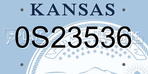 0S23536 Kansas License Plate