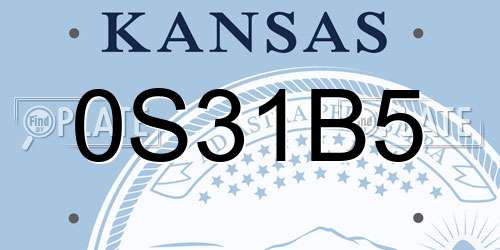 0S31B5 Kansas License Plate
