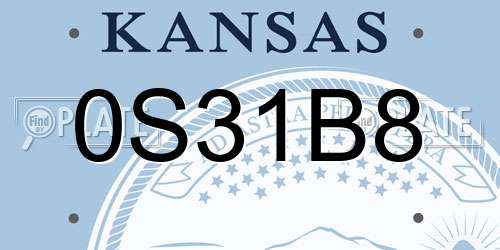 0S31B8 Kansas License Plate