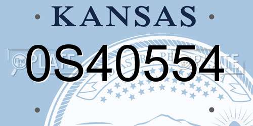 0S40554 Kansas License Plate