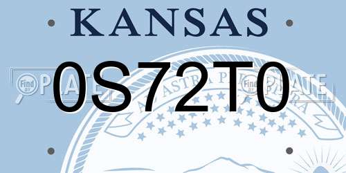 0S72T0 Kansas License Plate