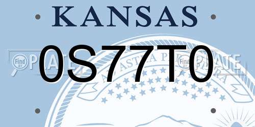 0S77T0 Kansas License Plate