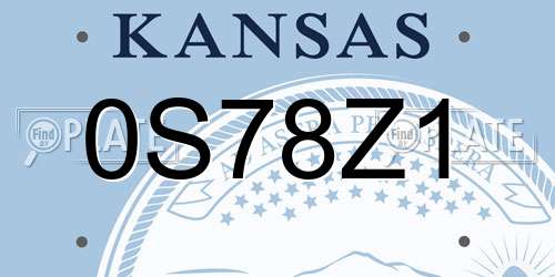 0S78Z1 Kansas License Plate