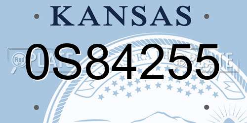 0S84255 Kansas License Plate