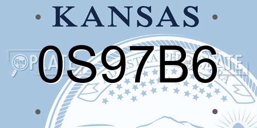 0S97B6 Kansas License Plate