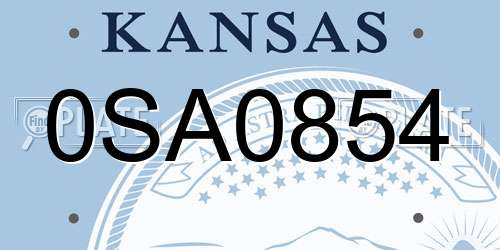 0SA0854 Kansas License Plate