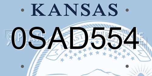 0SAD554 Kansas License Plate