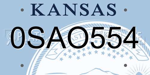 0SAO554 Kansas License Plate