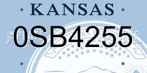 0SB4255 Kansas License Plate
