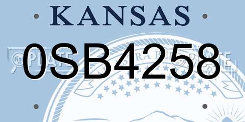 0SB4258 Kansas License Plate
