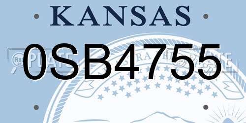 0SB4755 Kansas License Plate