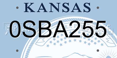 0SBA255 Kansas License Plate