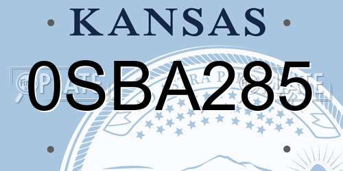 0SBA285 Kansas License Plate