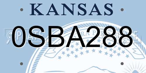 0SBA288 Kansas License Plate