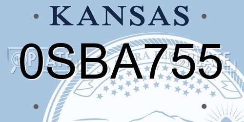 0SBA755 Kansas License Plate