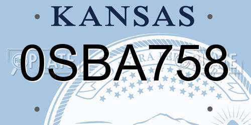 0SBA758 Kansas License Plate