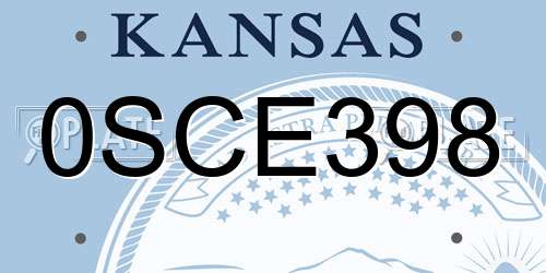 0SCE398 Kansas License Plate
