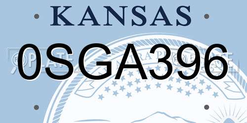 0SGA396 Kansas License Plate