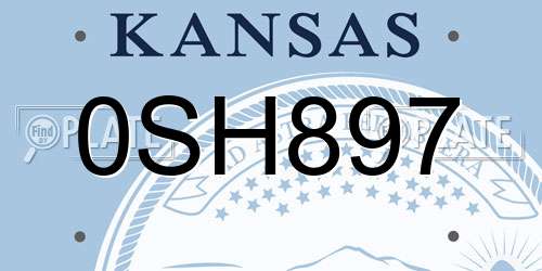 0SH897 Kansas License Plate