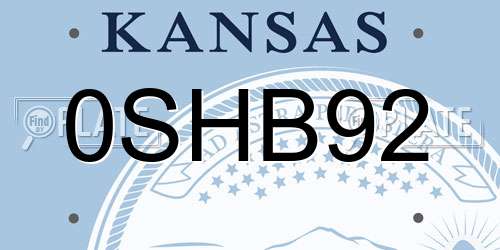 0SHB92 Kansas License Plate