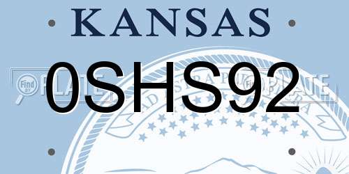 0SHS92 Kansas License Plate