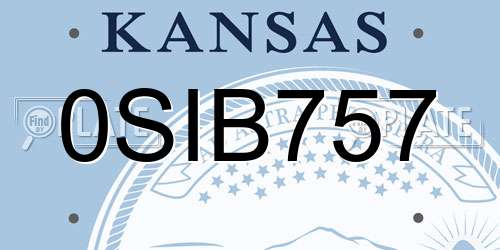 0SIB757 Kansas License Plate