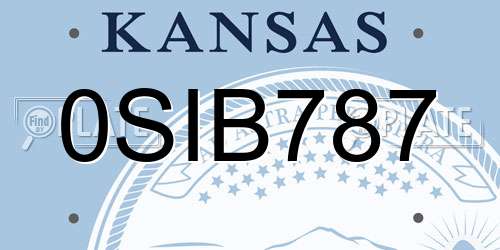 0SIB787 Kansas License Plate