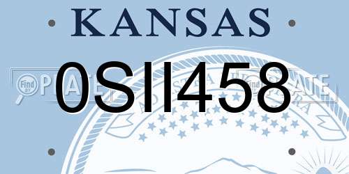 0SII458 Kansas License Plate