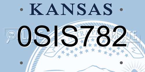 0SIS782 Kansas License Plate