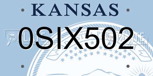 0SIX502 Kansas License Plate