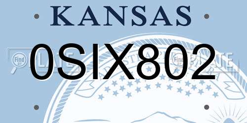 0SIX802 Kansas License Plate