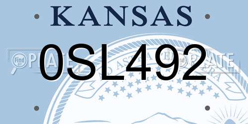 0SL492 Kansas License Plate