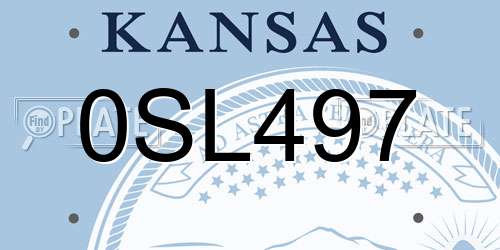 0SL497 Kansas License Plate