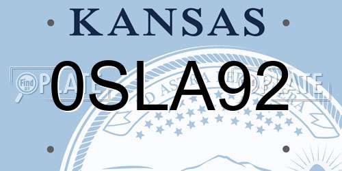 0SLA92 Kansas License Plate