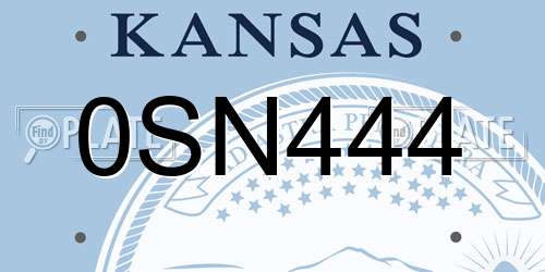 0SN444 Kansas License Plate