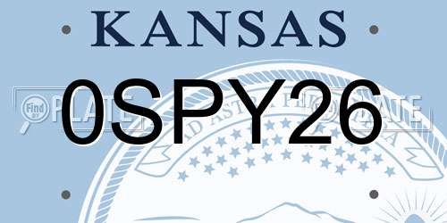 0SPY26 Kansas License Plate