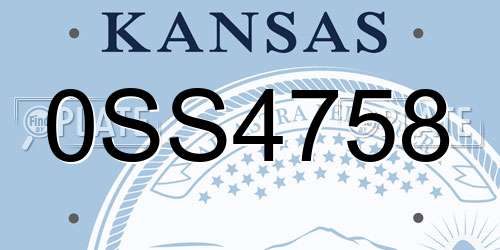 0SS4758 Kansas License Plate